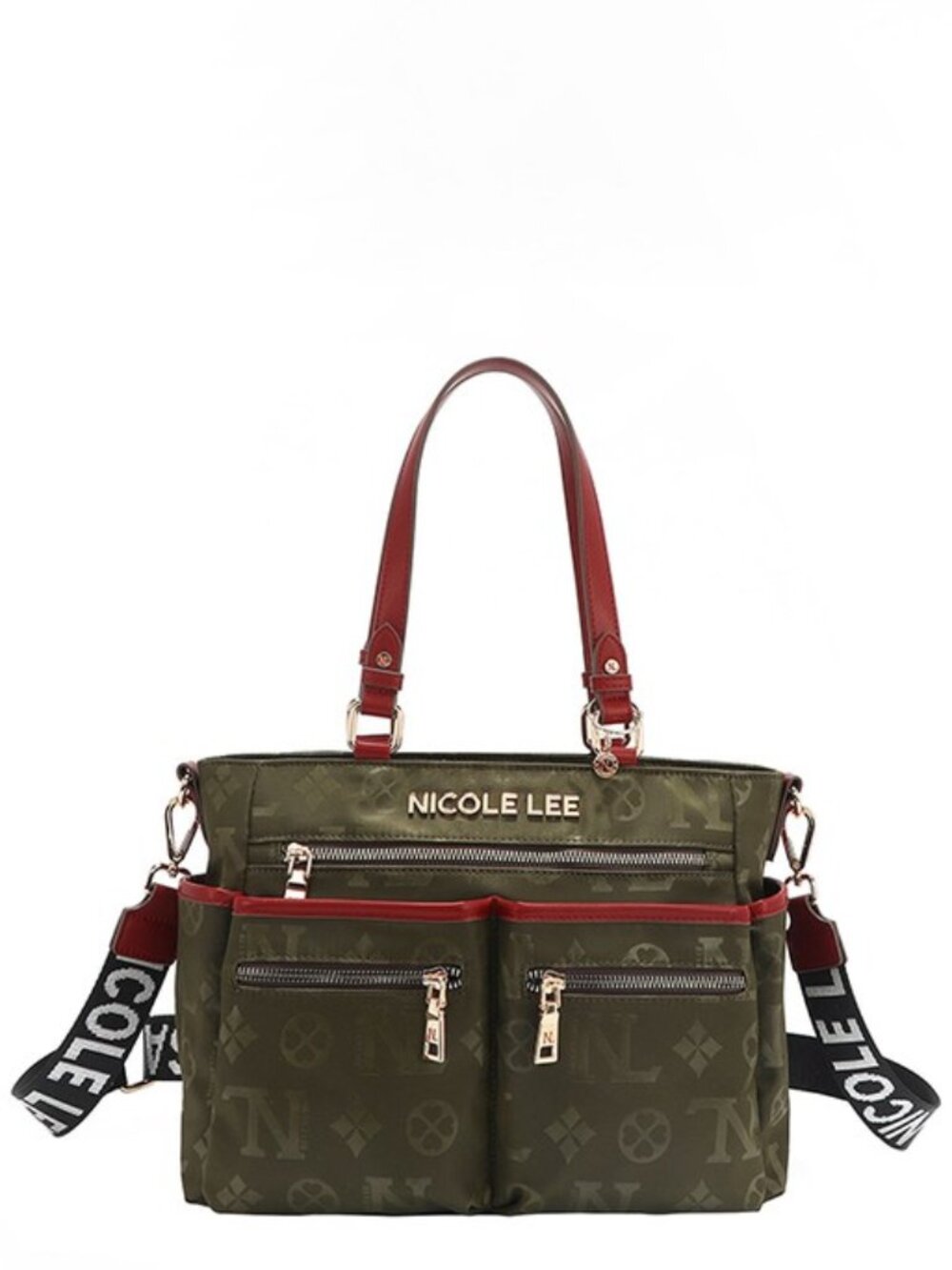 JUST REDUCED 🚨 Nicole Lee USA Margot Tote‎ Olive Monogram Multi Pocket Bag NWT